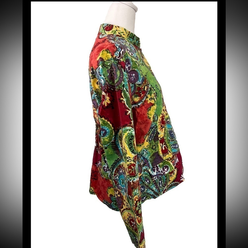 Chico’s 2 Artsy Art To Wear Cotton Blend Light Weight Jacket Large - Picture 4 of 7